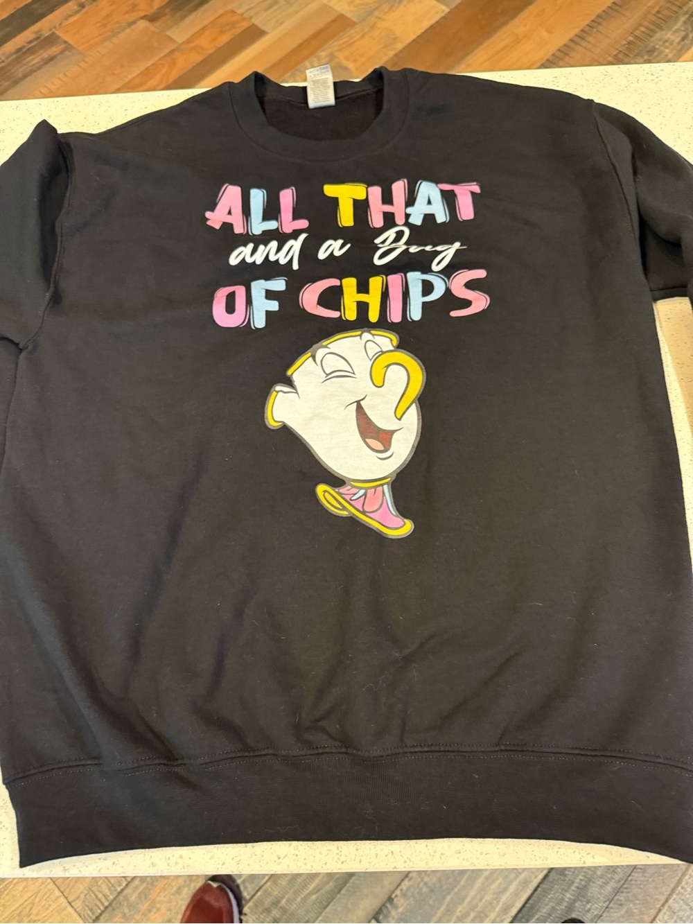 NEVER WORN Black Graphic Sweatshirt - 'All That and a Bag of Chips'
